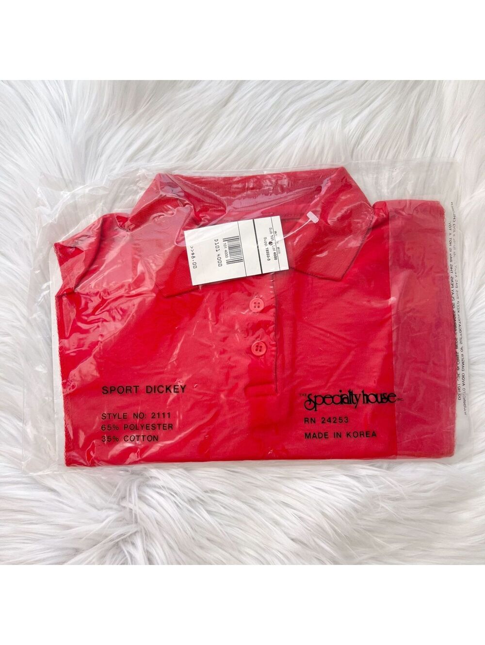 NWT Vintage Specialty House Red Polo Sport Dickey Collar Layering Shirt 80s